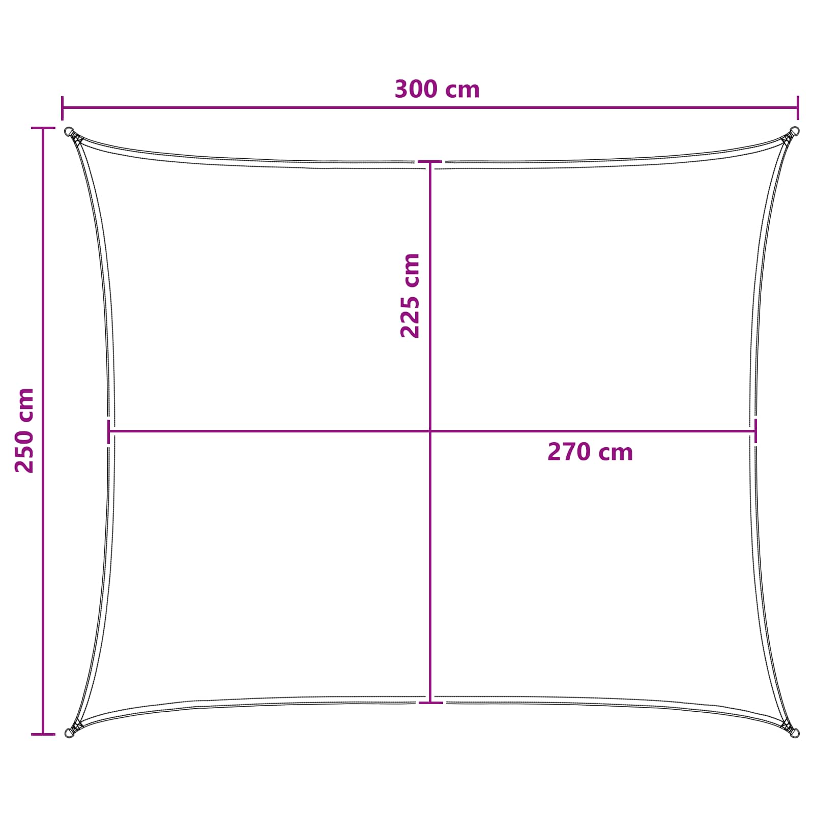 Sonnensegel Anthrazit und Weiß 2,5 x 3 m HDPE