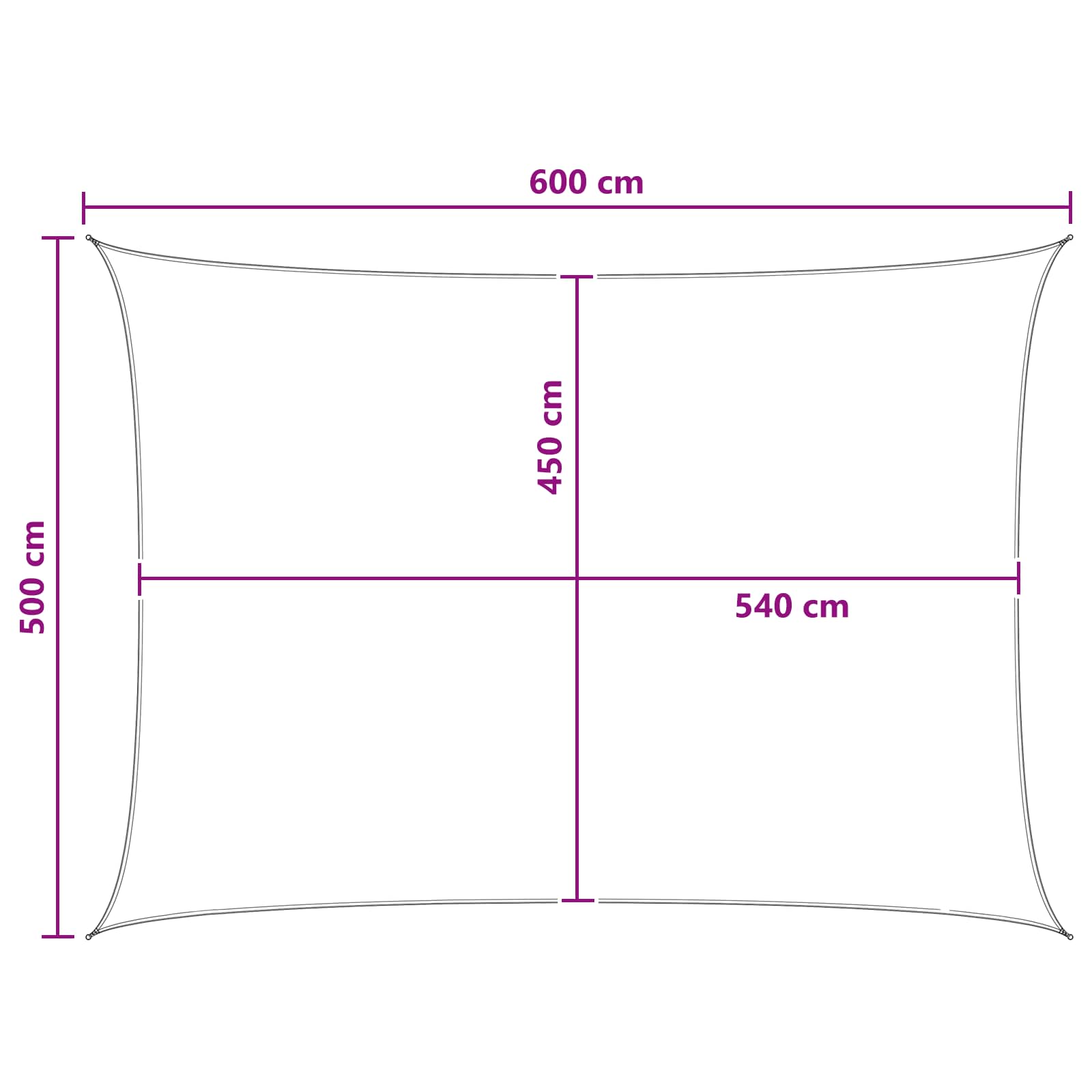 Sonnensegel Anthrazit und Weiß 5 x 6 m HDPE