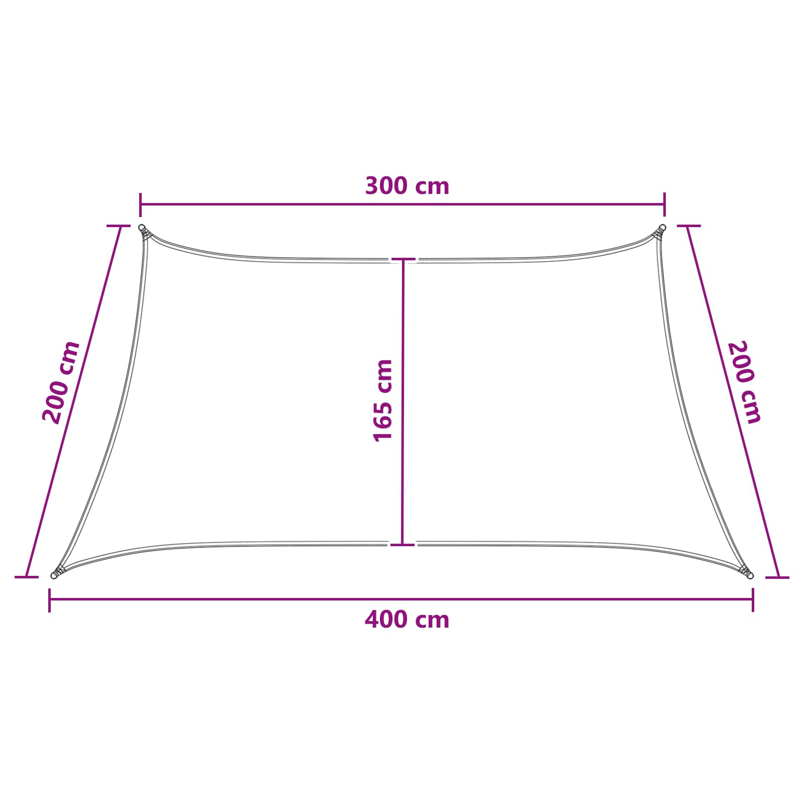Sonnensegel Anthrazit und Weiß 3 / 4 x 2 m HDPE