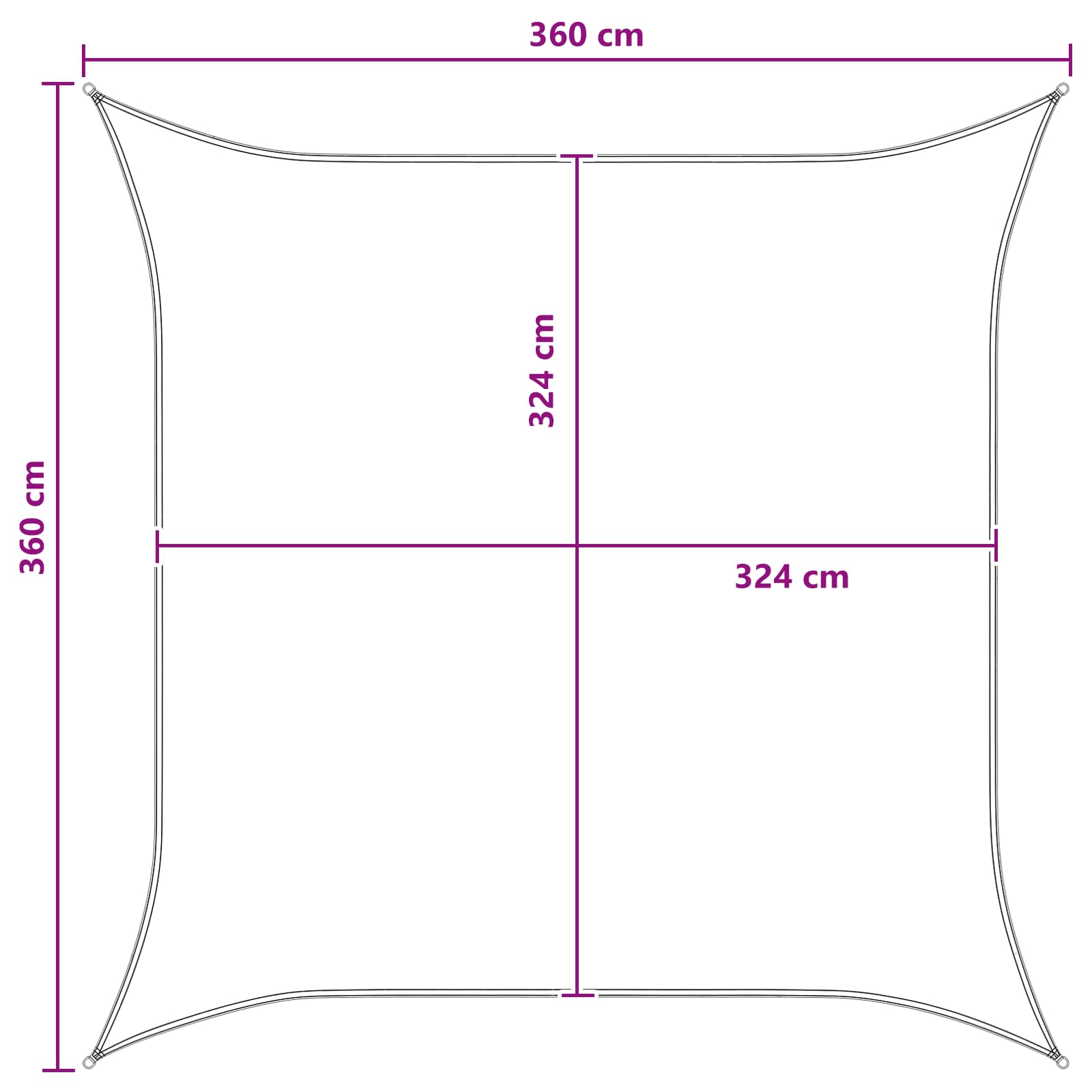 Sonnensegel Gelb und Weiß 3,6 x 3,6 m HDPE