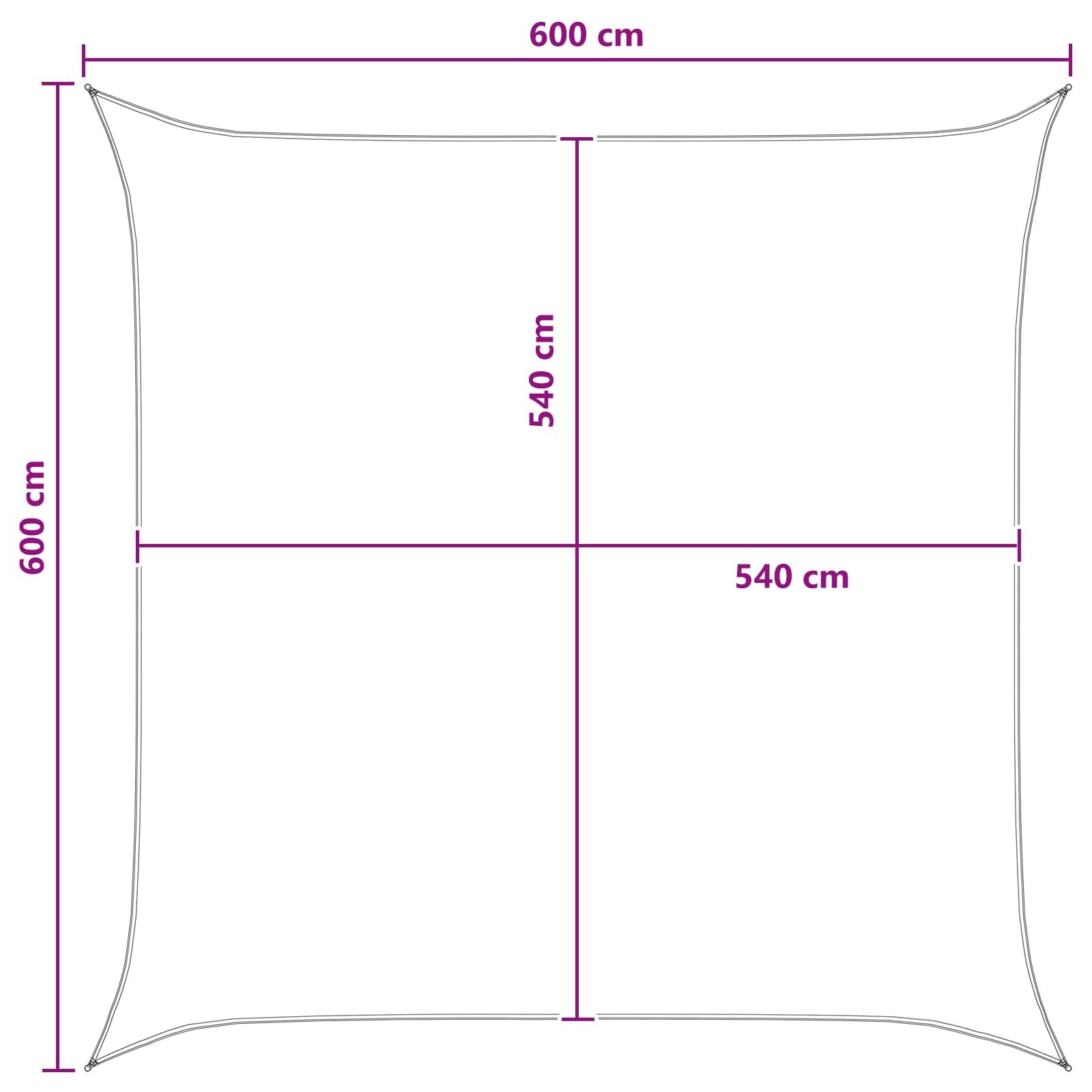 Sonnensegel Gelb und Weiß 6 x 6 m HDPE