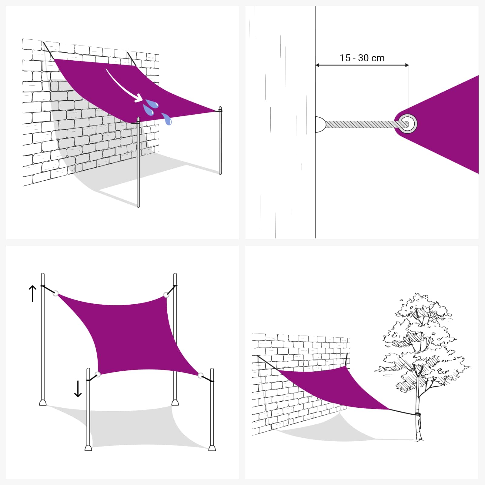 Sonnensegel Gelb und Weiß 2 x 3 m HDPE