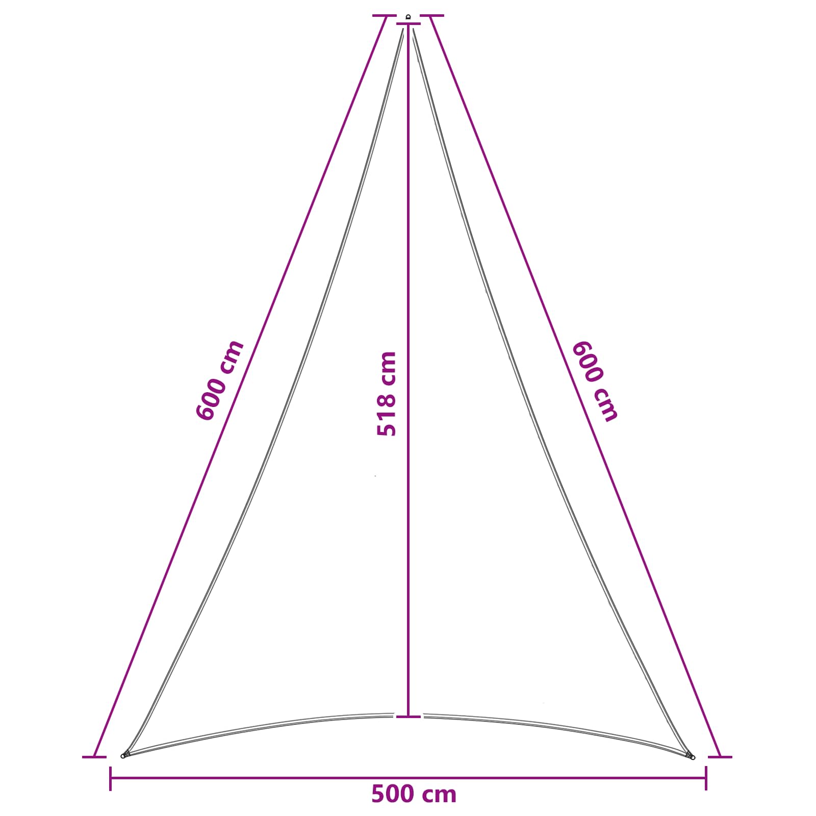 Sonnensegel 5 x 6 x 6 m HDPE