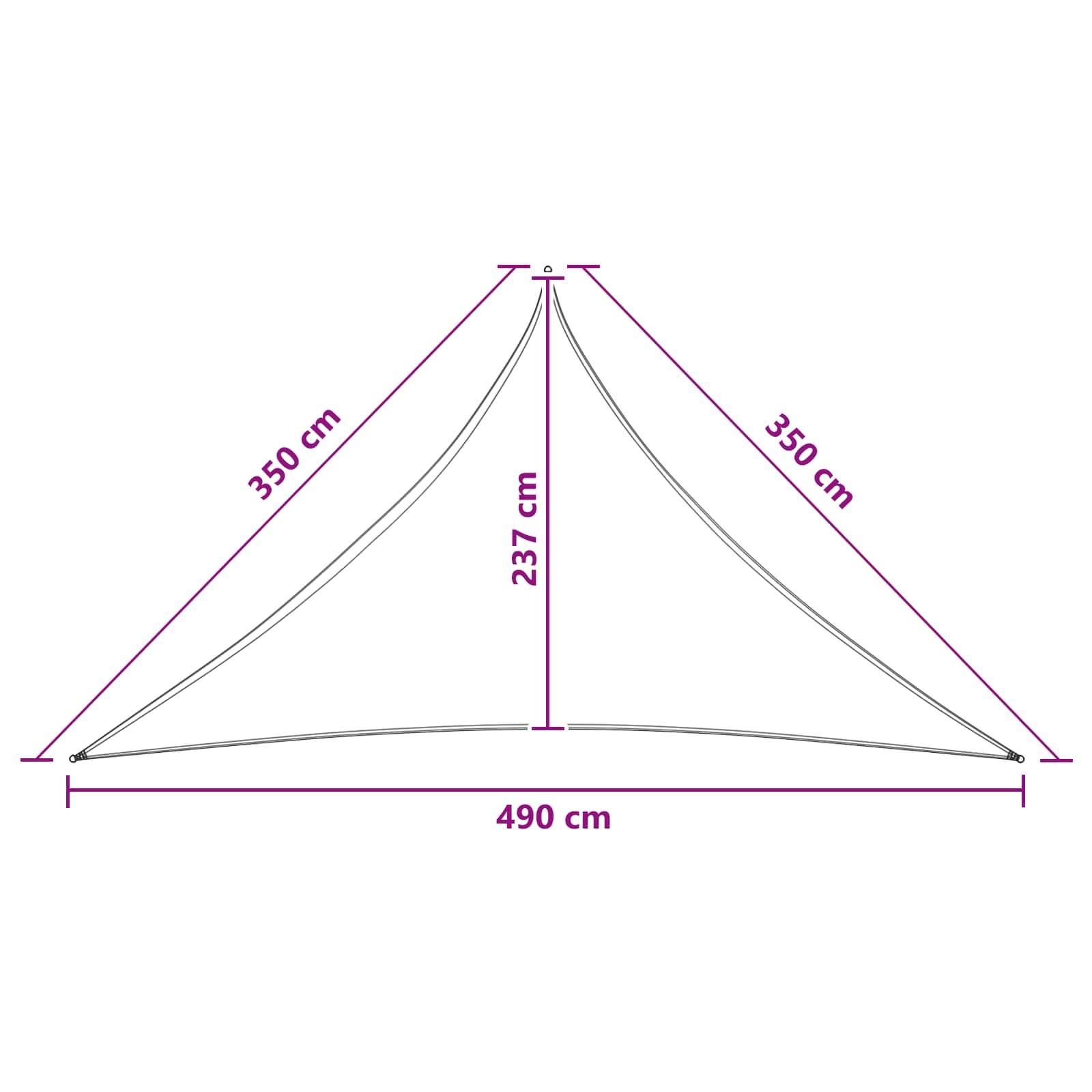 Sonnensegel 3,5 x 3,5 x 4,9 m HDPE