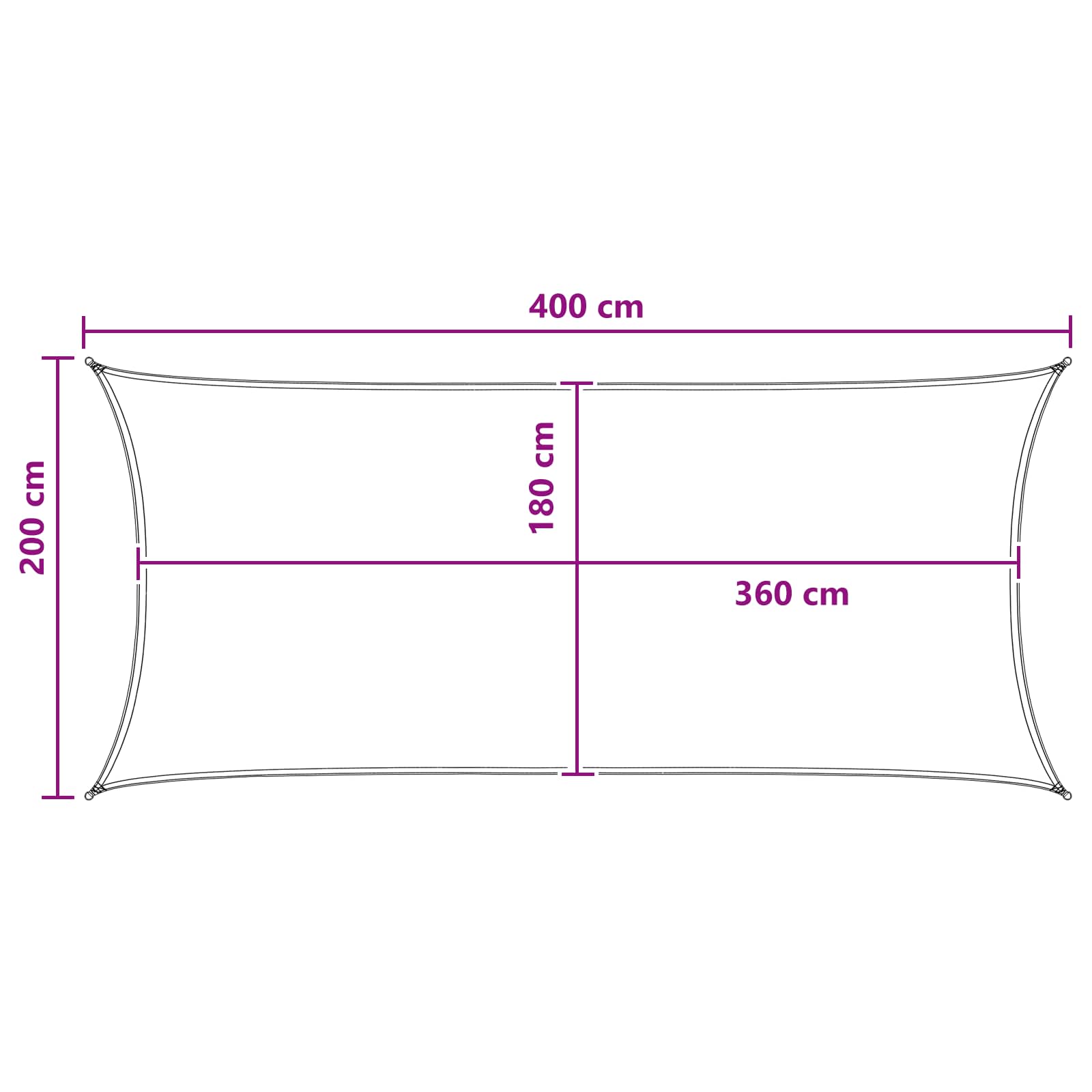 Sonnensegel Hellgrau und Weiß 2 x 4 m HDPE