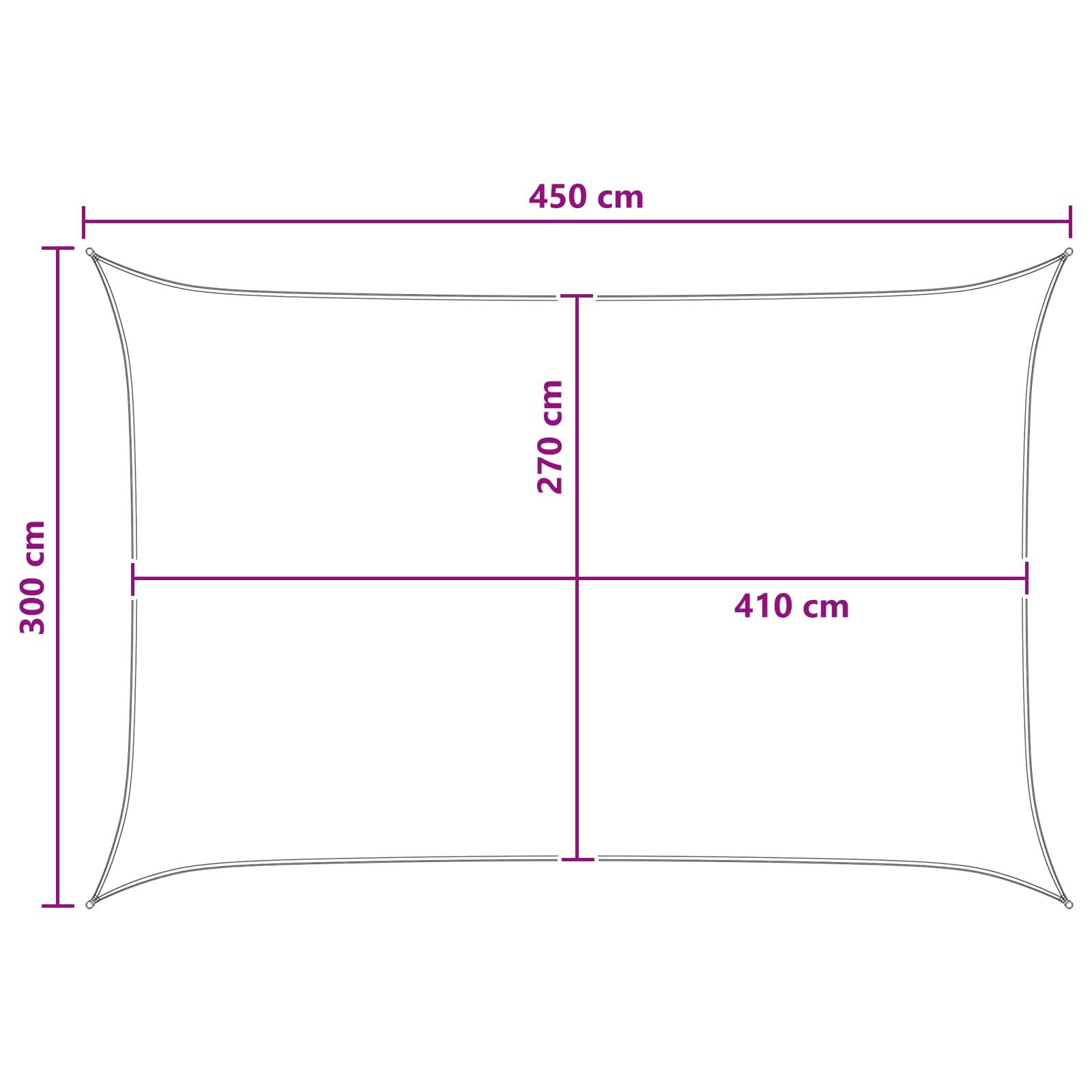Sonnensegel Hellgrau und Weiß 3 x 4,5 m HDPE