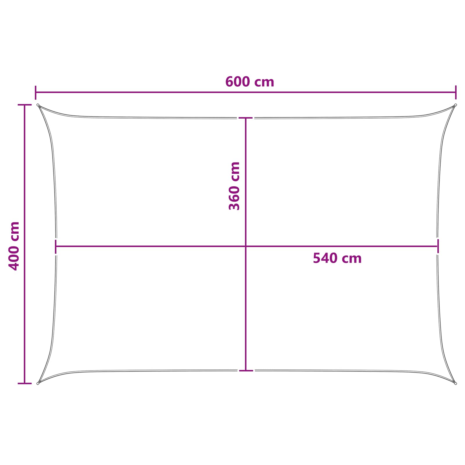 Sonnensegel Hellgrau und Weiß 4 x 6 m HDPE