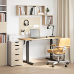 Schreibtisch Schwarz und Natur 140 x 60 cm Massivholz Eiche