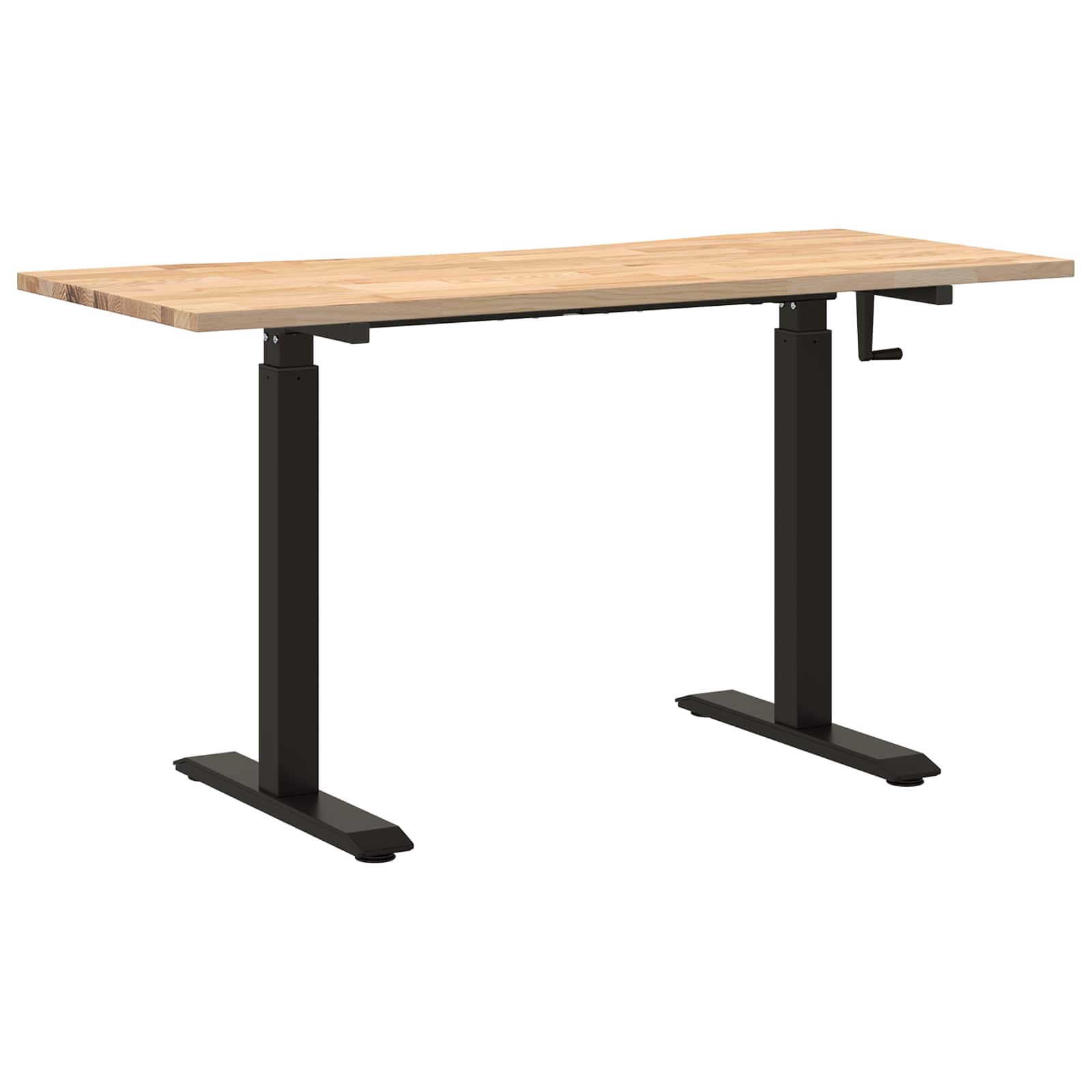 Schreibtisch Schwarz und Natur 140 x 60 cm Massivholz Eiche