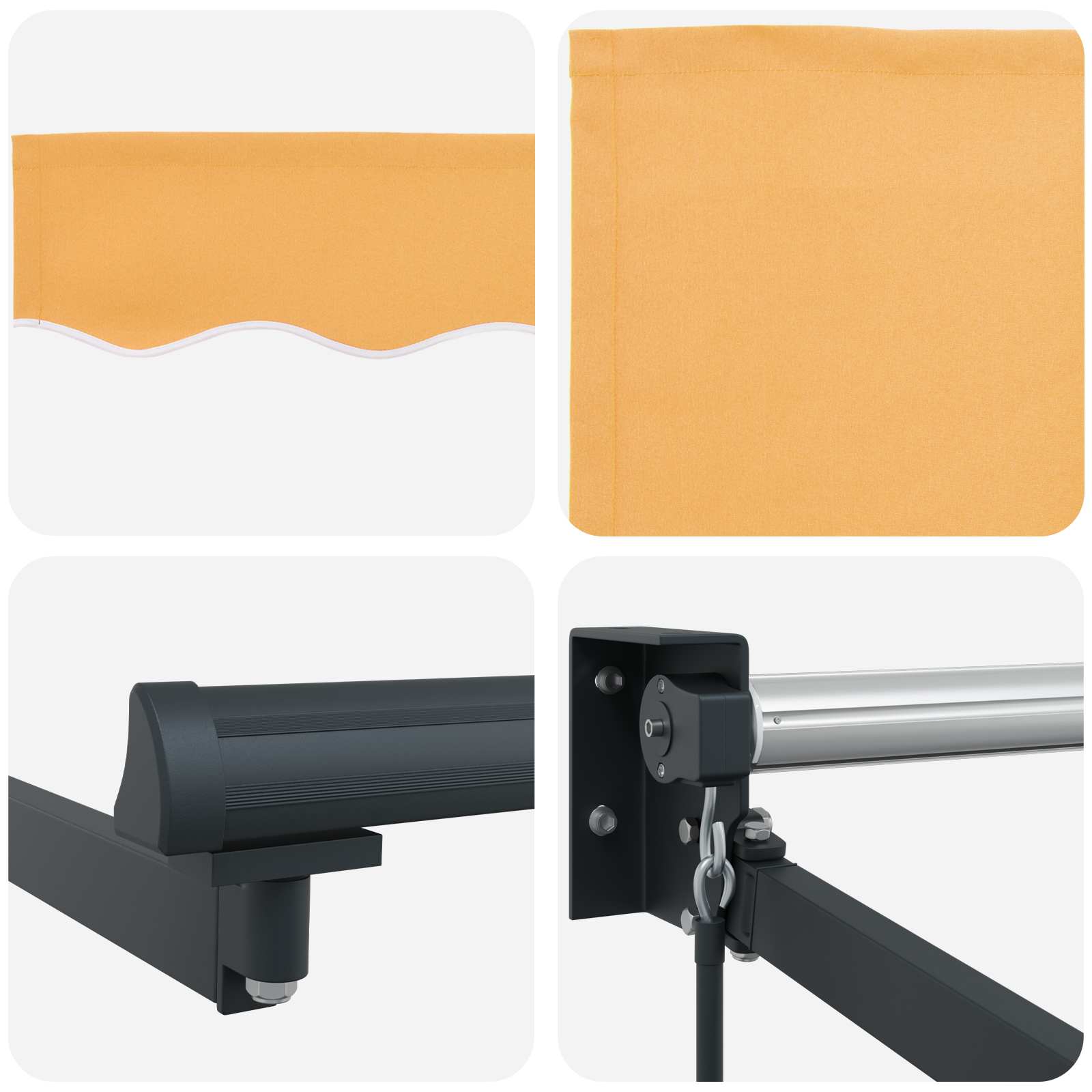 Einziehbare Markise Sand 3 x 2 m 100% Polyester und Aluminium