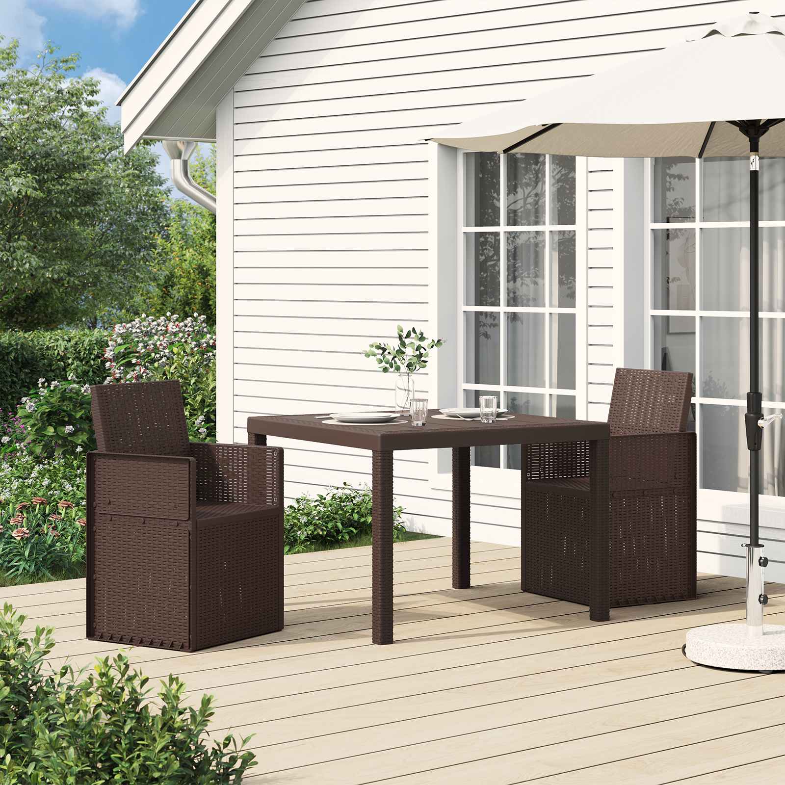 Garten Esszimmerstühle 2 pcs Braun PP