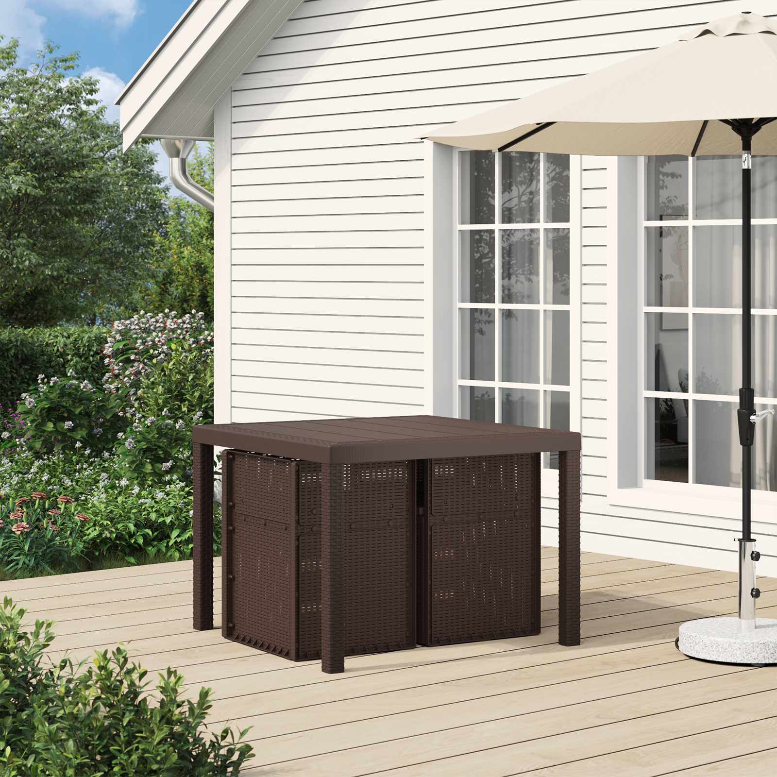 Garten Esszimmerstühle 2 pcs Braun PP