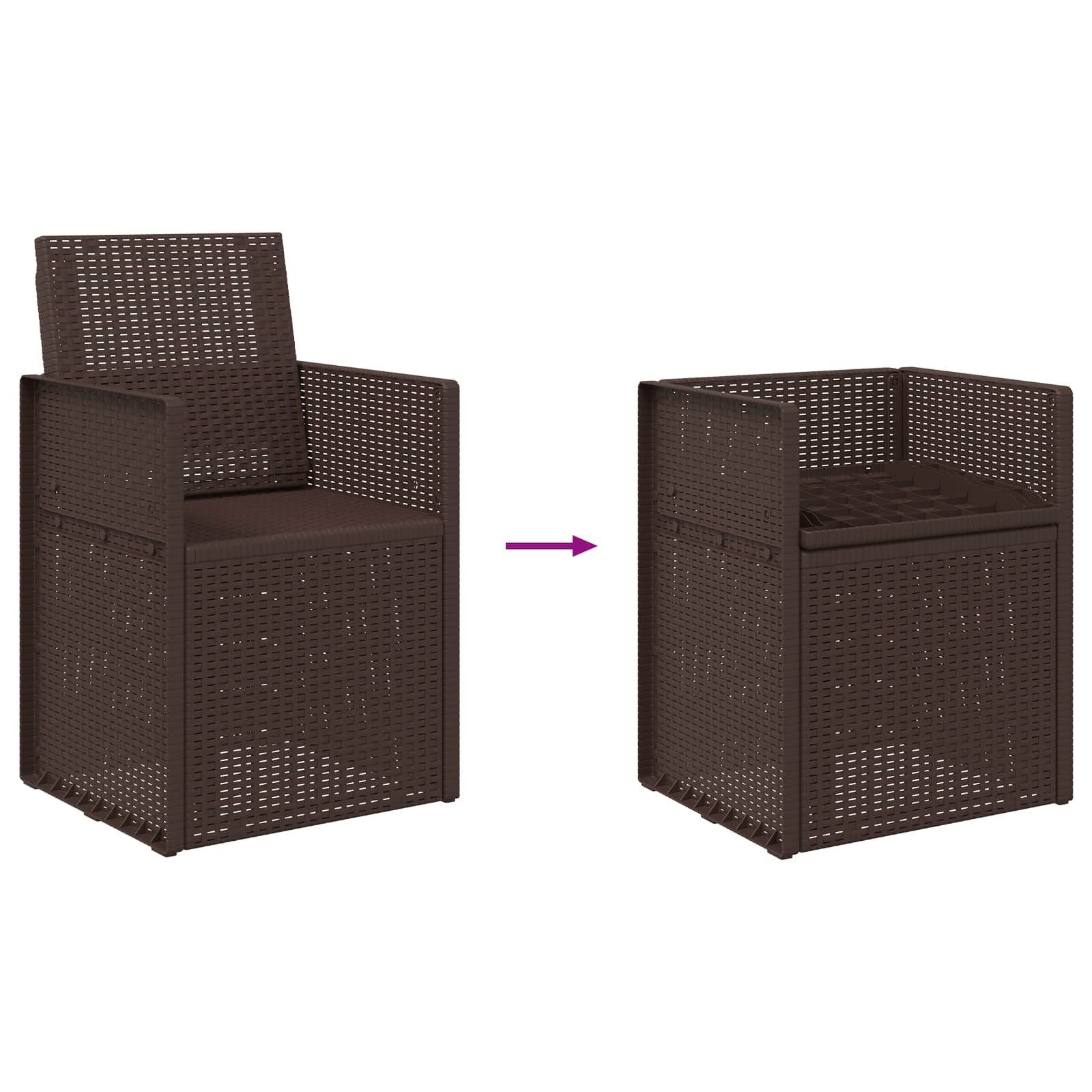 Garten Esszimmerstühle 2 pcs Braun PP