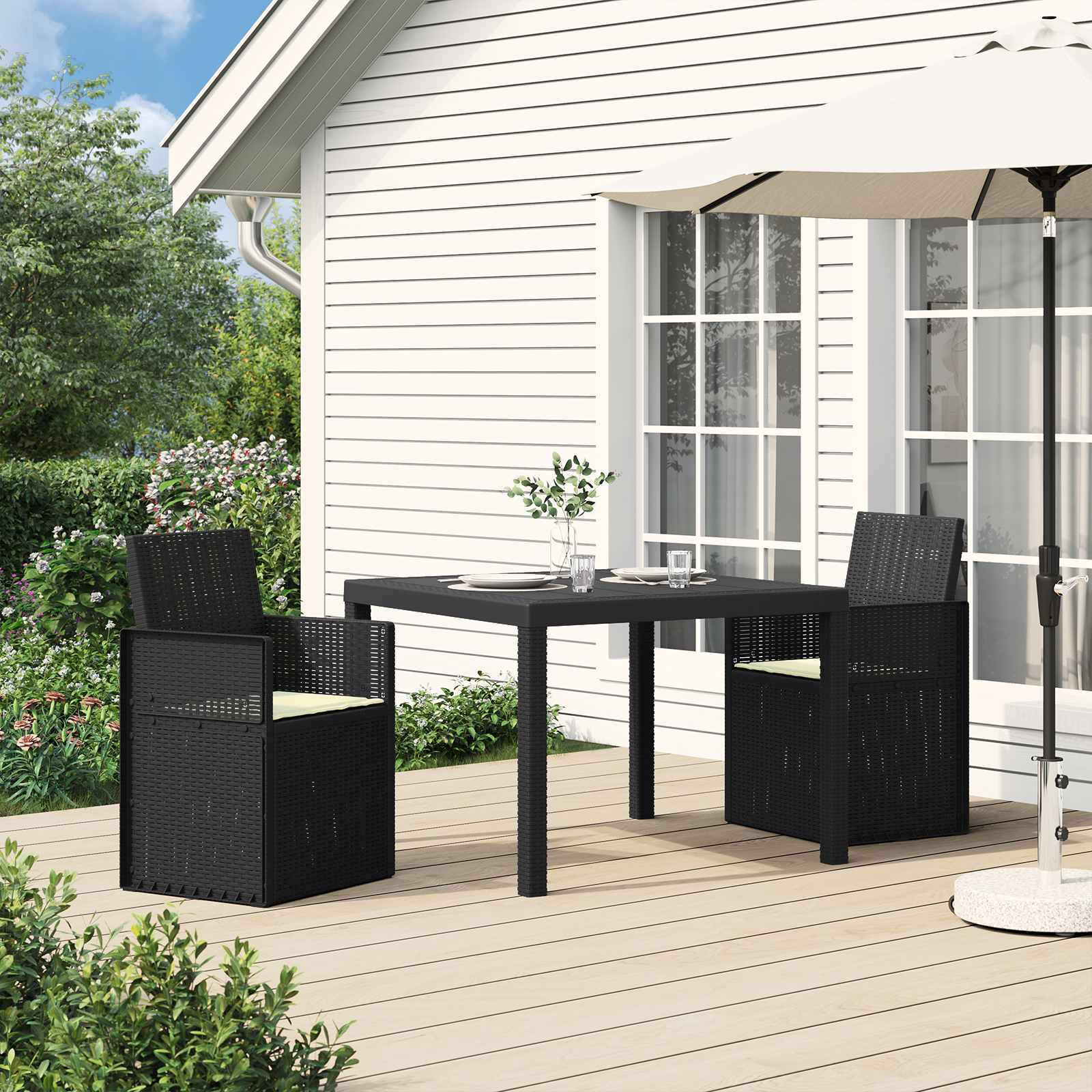Garten Esszimmerstühle 2 pcs Anthrazit und Creme PP