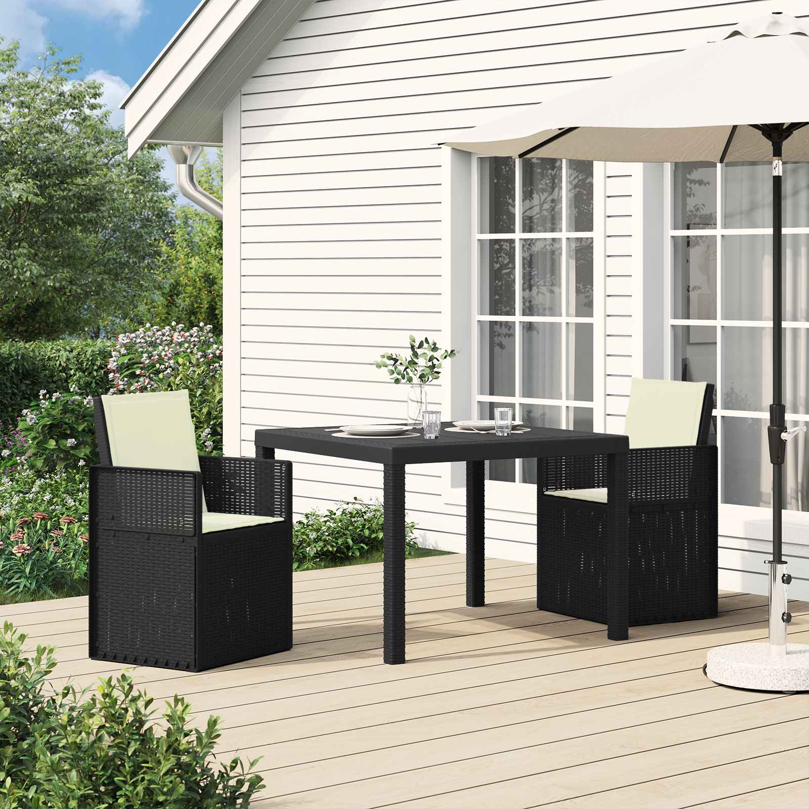Garten Esszimmerstühle 2 pcs Anthrazit und Creme PP