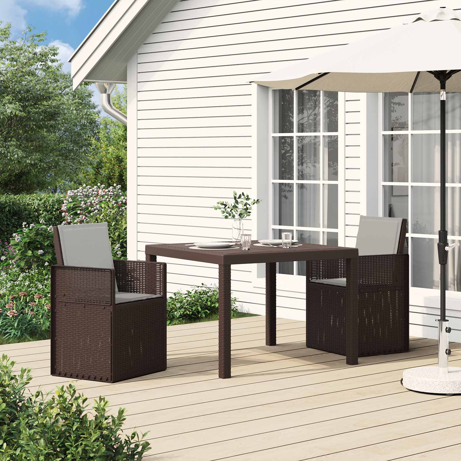 Garten Esszimmerstühle 2 pcs Braun und Hellgrau PP