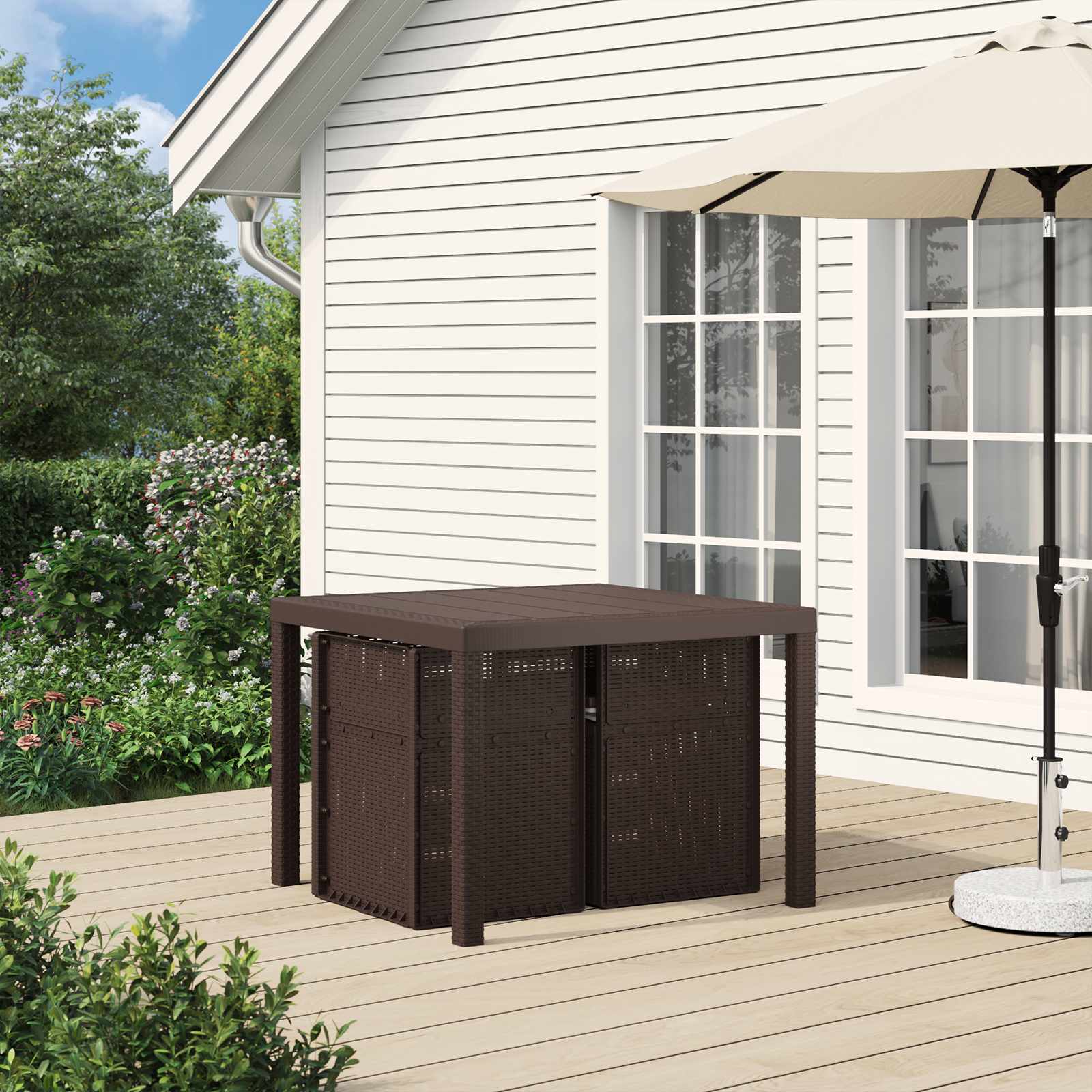 Garten Esszimmerstühle 2 pcs Braun und Hellgrau PP