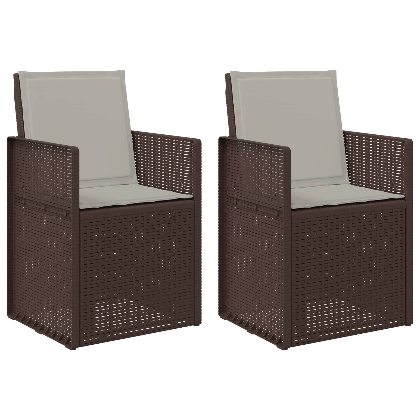 Garten Esszimmerstühle 2 pcs Braun und Hellgrau PP