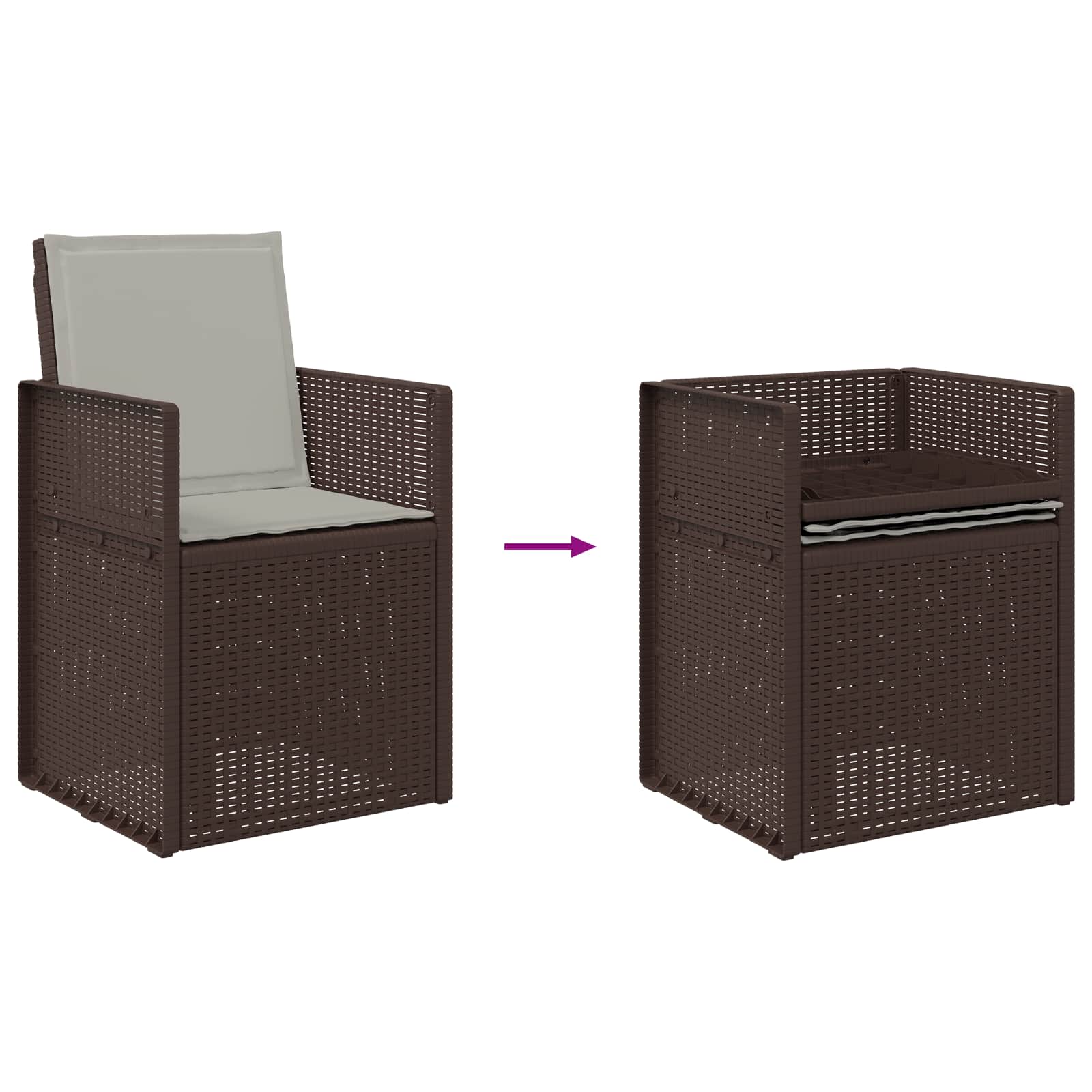 Garten Esszimmerstühle 2 pcs Braun und Hellgrau PP