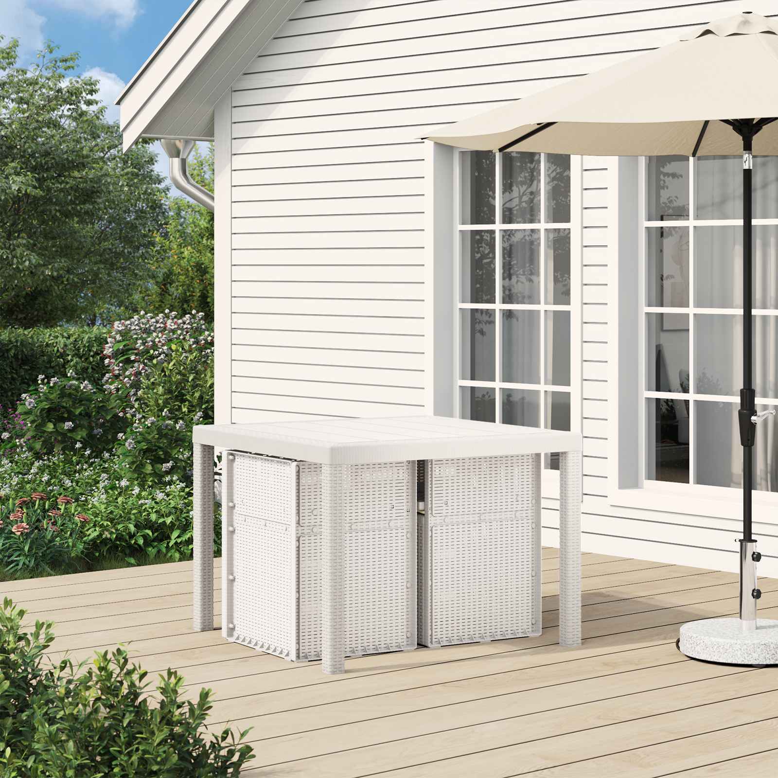 Garten Esszimmerstühle 2 pcs Weiß und Creme PP
