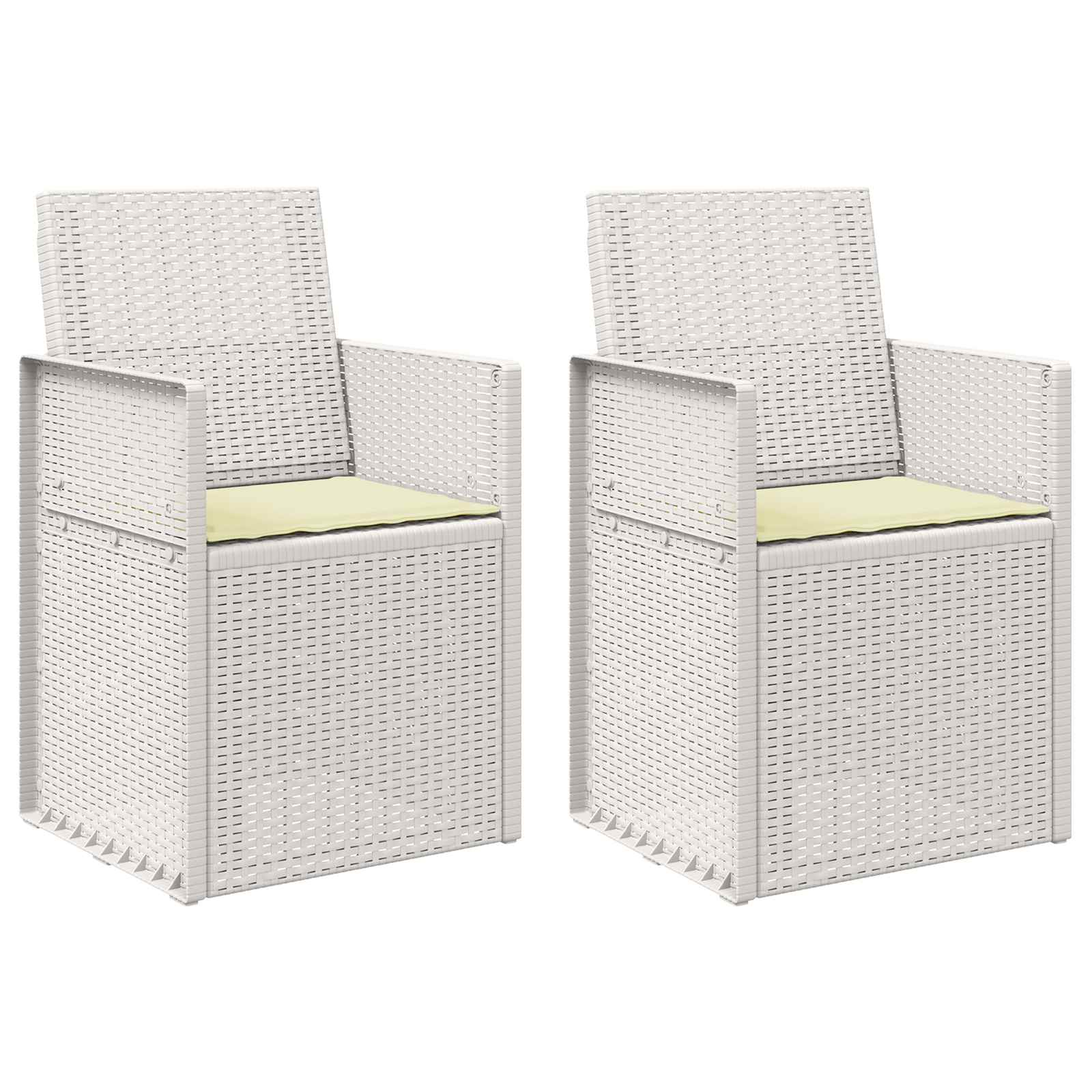 Garten Esszimmerstühle 2 pcs Weiß und Creme PP