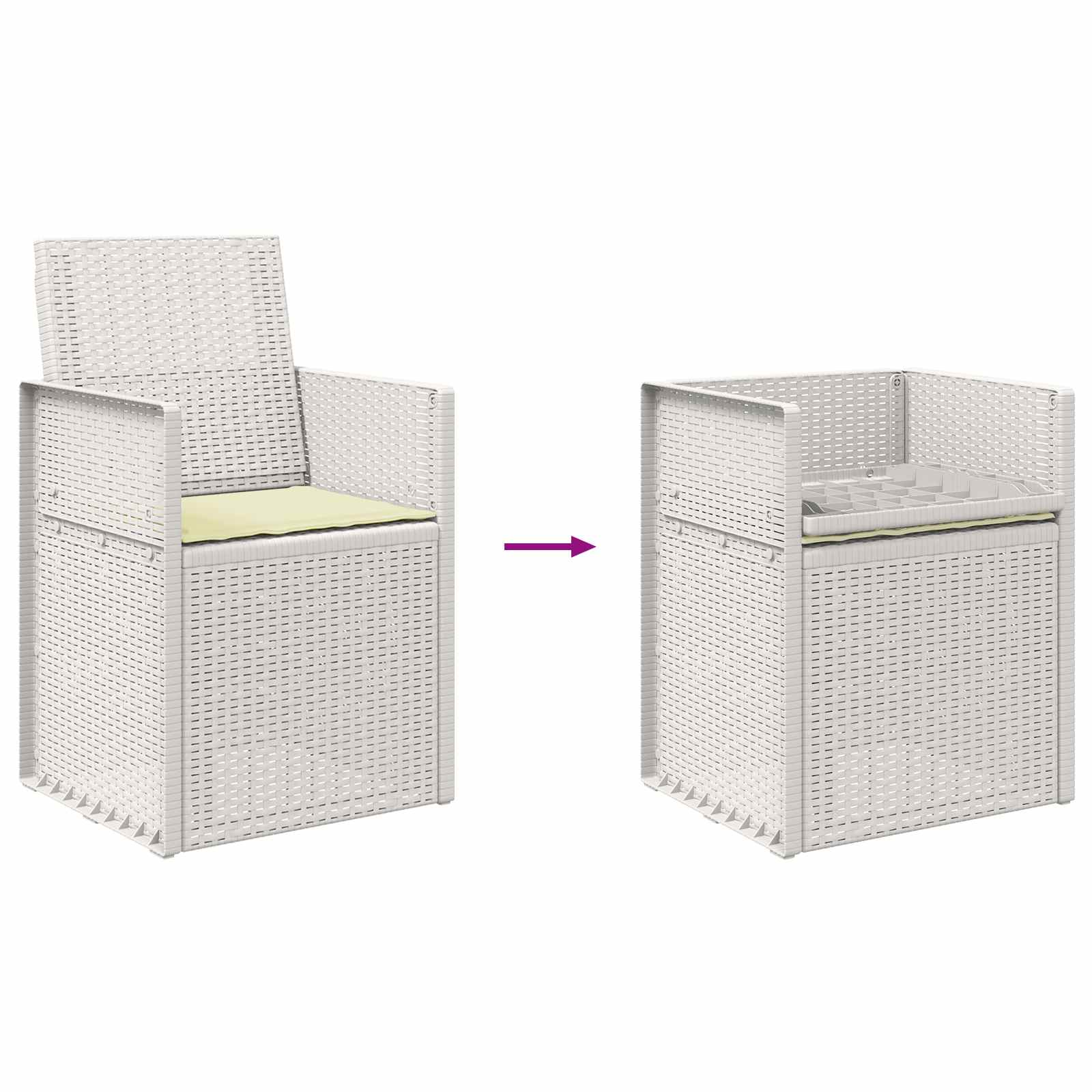 Garten Esszimmerstühle 2 pcs Weiß und Creme PP