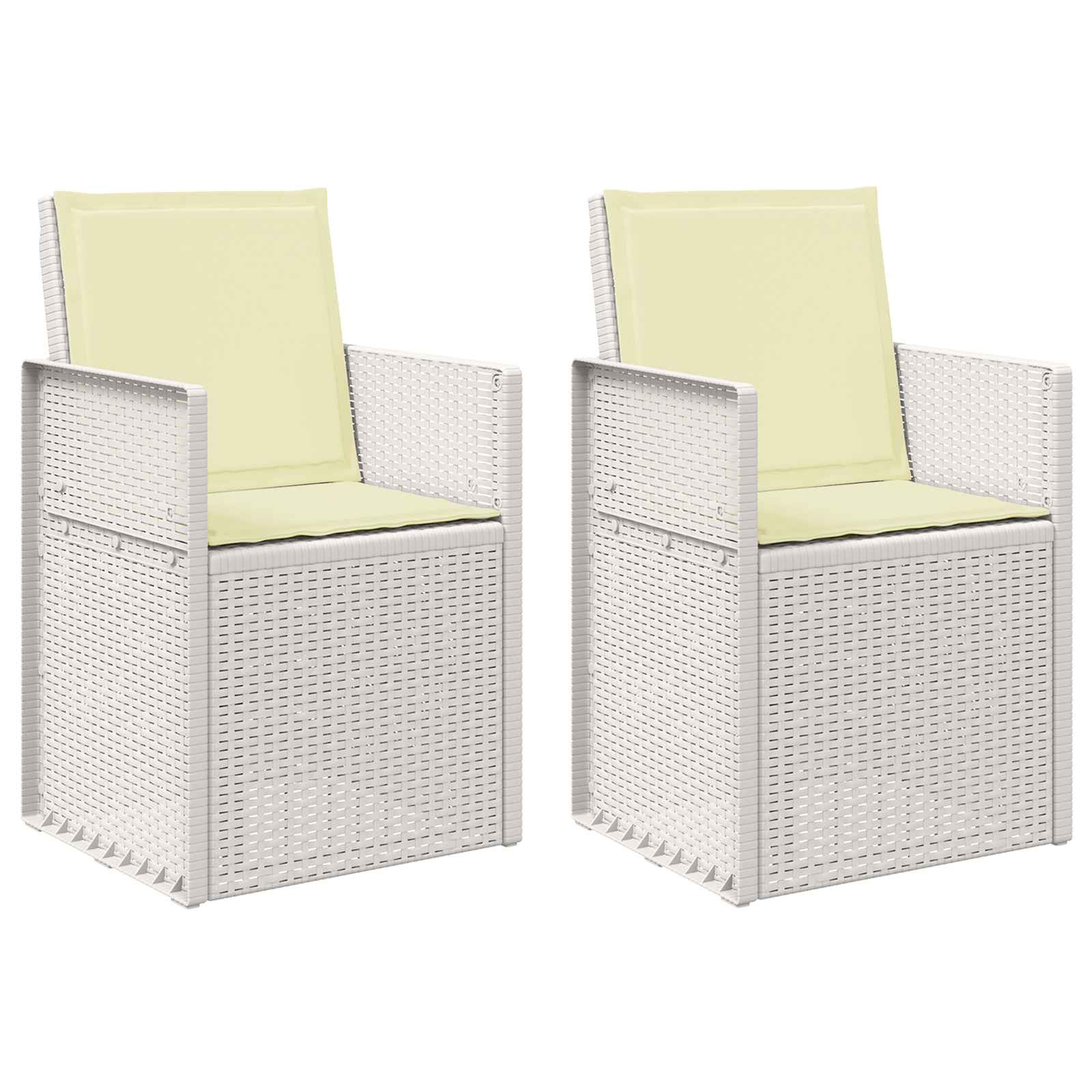 Garten Esszimmerstühle 2 pcs Weiß und Creme PP