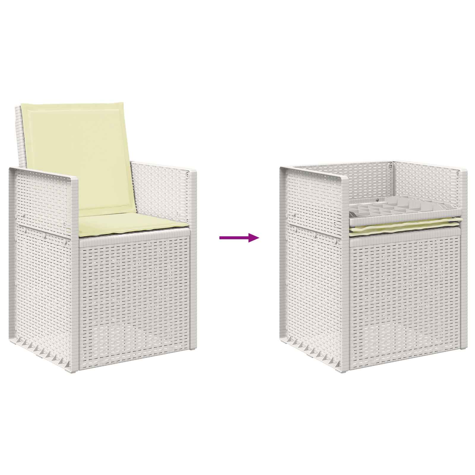 Garten Esszimmerstühle 2 pcs Weiß und Creme PP