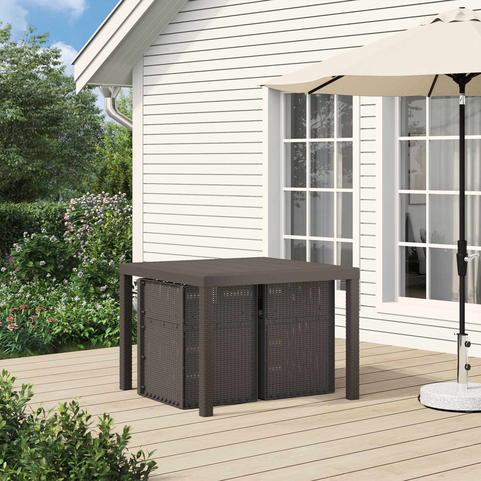 Garten Esszimmerstühle 2 pcs Hellgrau und Anthrazit PP