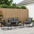 Gartensofa-set 4 pcs Schwarz und Anthrazit Stahl