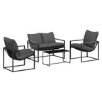 Gartensofa-set 4 pcs Schwarz und Anthrazit Stahl