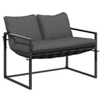 Gartensofa-set 4 pcs Schwarz und Anthrazit Stahl