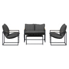 Gartensofa-set 4 pcs Schwarz und Anthrazit Stahl