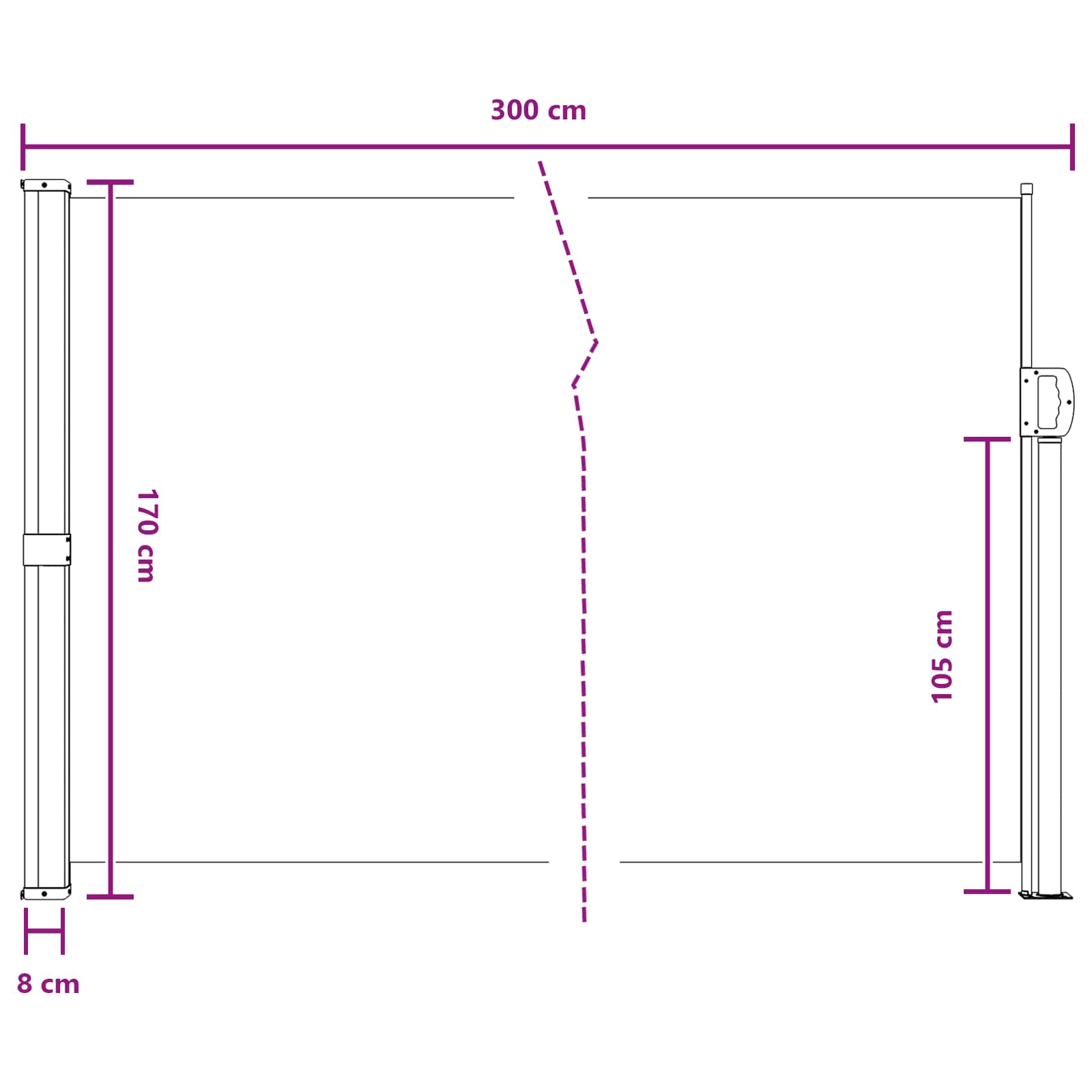 Ausziehbares Seitenmarkise Grau 300 x 170 cm Polyester