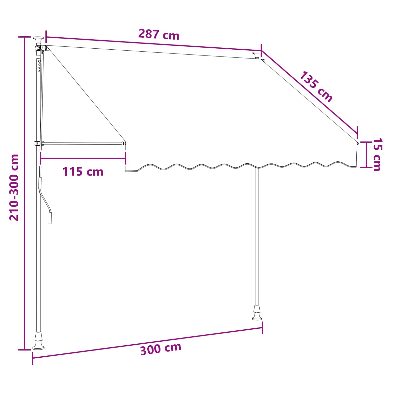 Manuell einziehbare Markise Beige 300 cm