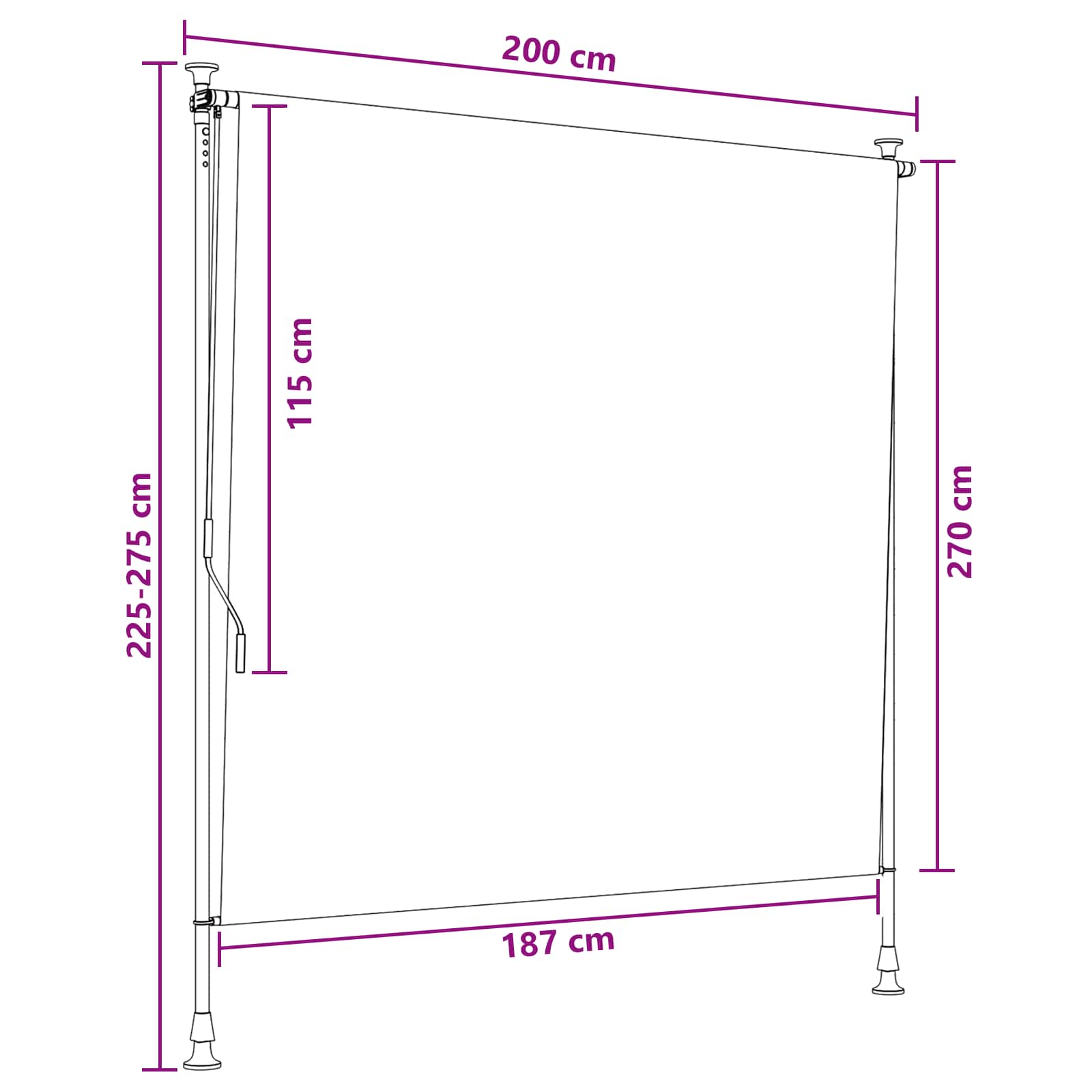 Outdoor Rollo Anthrazit und Weiß 200 x 270 cm