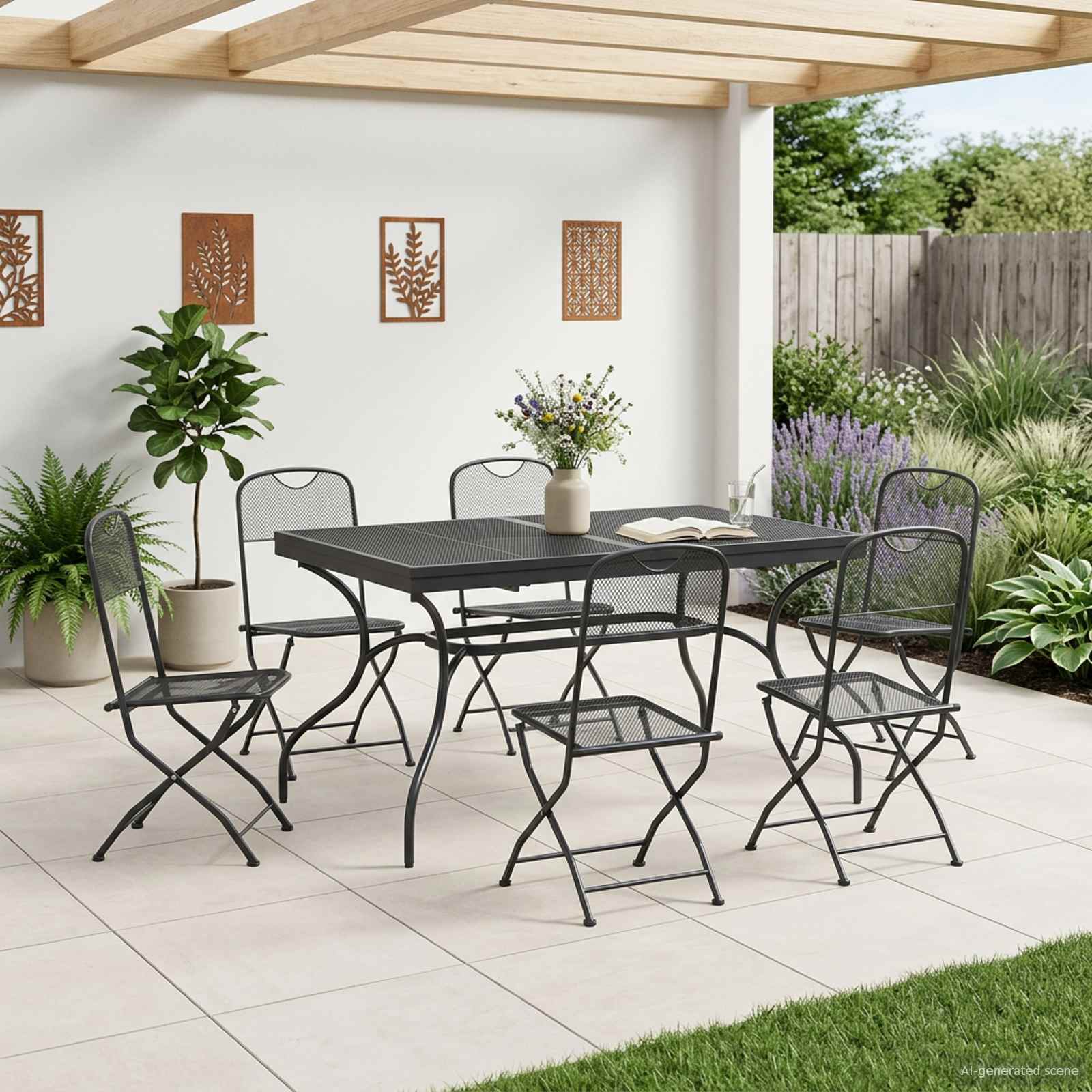 Garten Essgruppe 7 pcs Anthrazit 212 x 90 x 76 cm