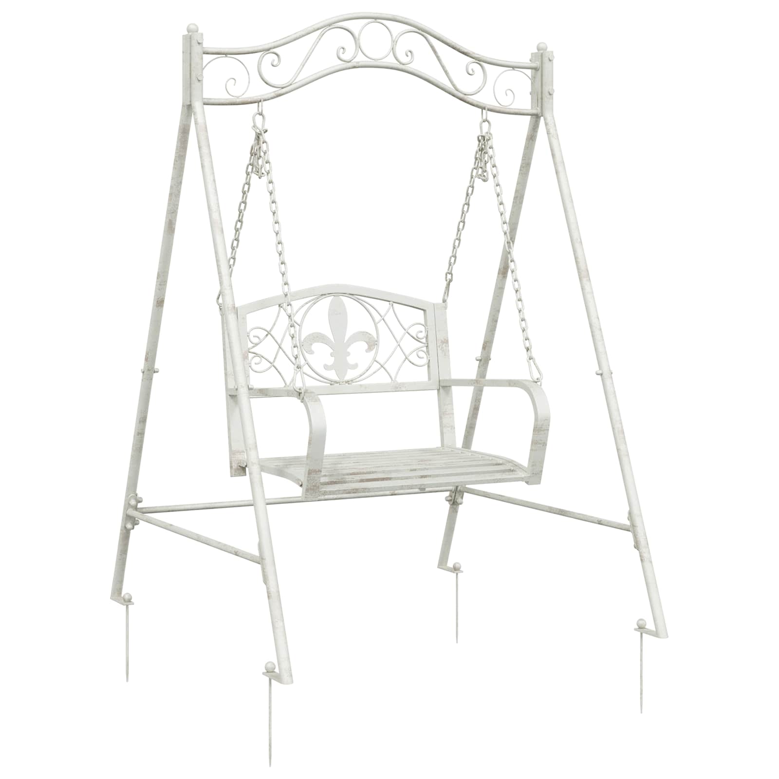 Schaukelbank Stahl 113 x 121,5 x 168 cm Antik Weiß