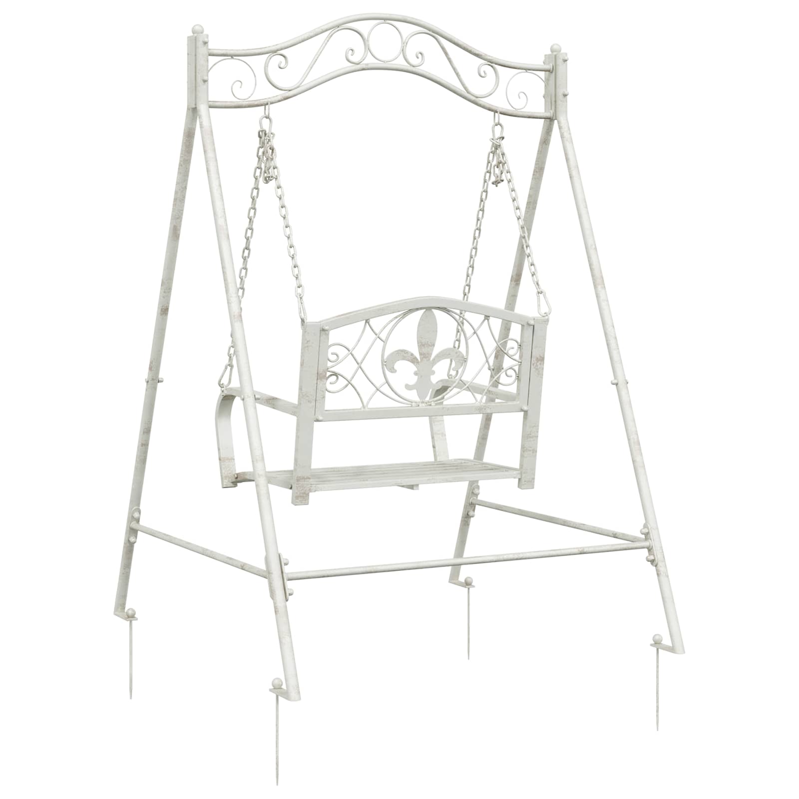 Schaukelbank Stahl 113 x 121,5 x 168 cm Antik Weiß