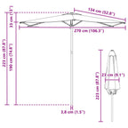 Garten-Sonnenschirm 270 x 270 cm Polyester Rechtwinklig