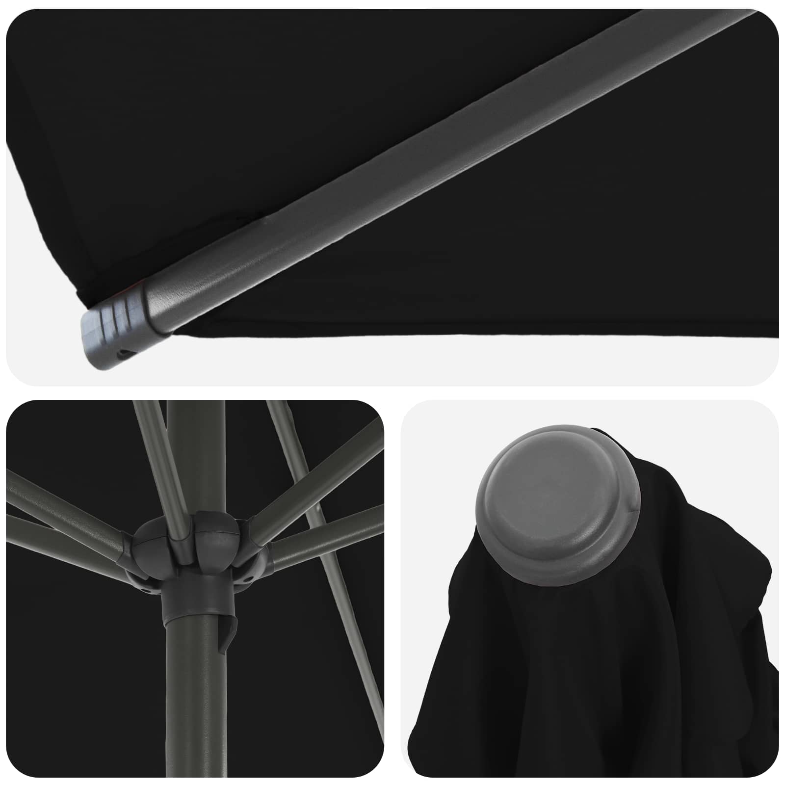 Garten-Sonnenschirm 230 x 230 cm Polyester Rechtwinklig Schwarz