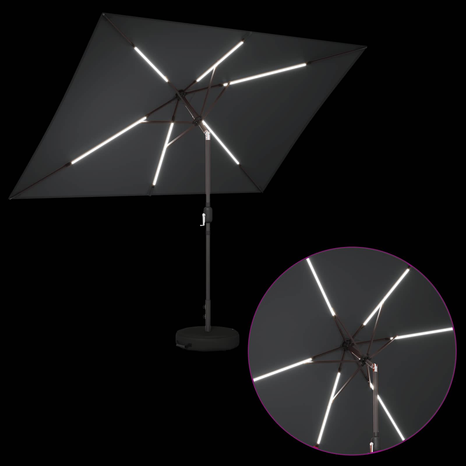 Garten Sonnenschirm mit LED-Lichtern 200 x 300 cm Polyester