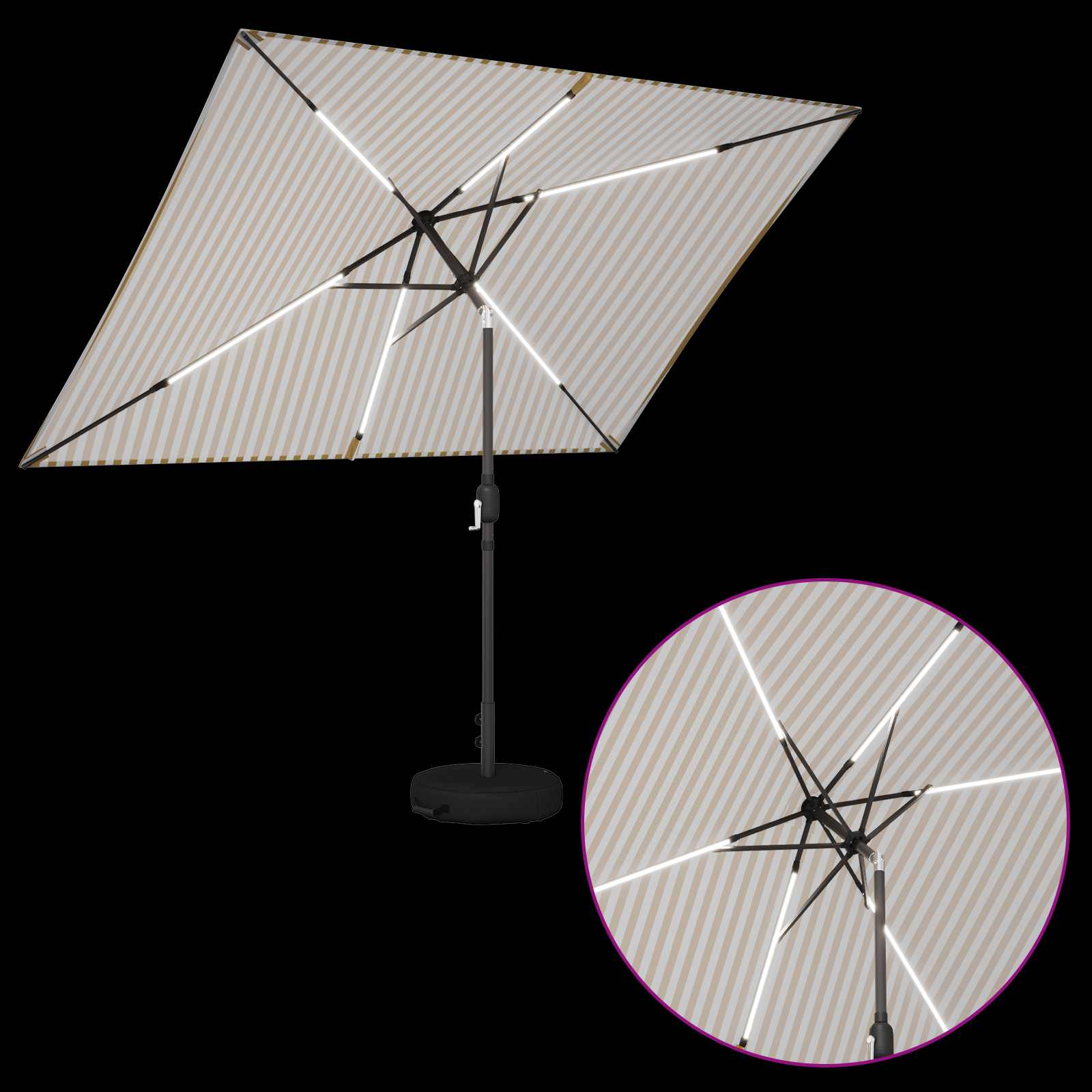 Garten Sonnenschirm mit LED-Lichtern 200 x 300 cm Polyester
