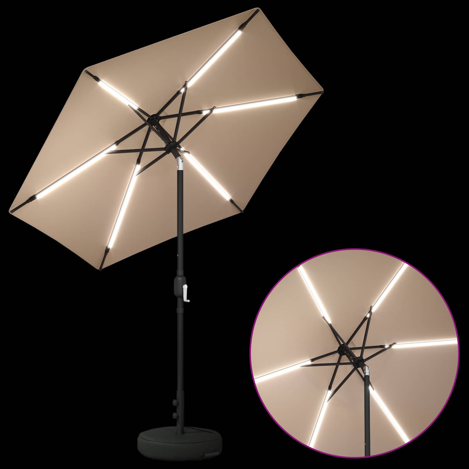 Garten Sonnenschirm mit LED-Lichtern 230 x 230 cm Polyester