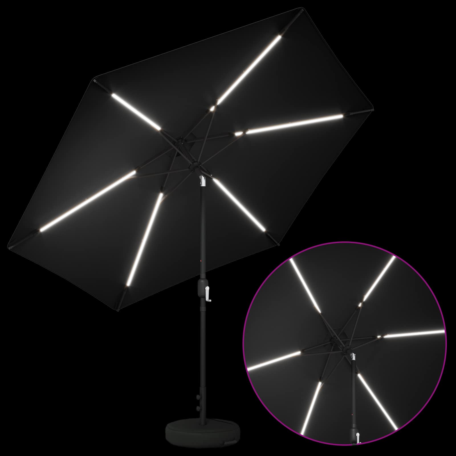 Garten Sonnenschirm mit LED-Lichtern 300 x 300 cm Polyester