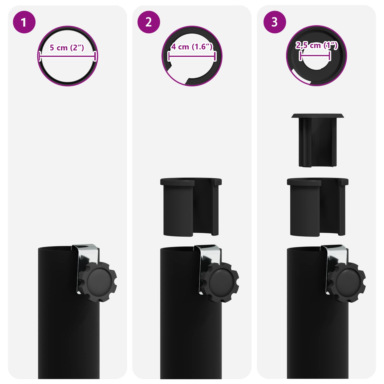 Parasolständer für 25–50 mm Stange Schwarz