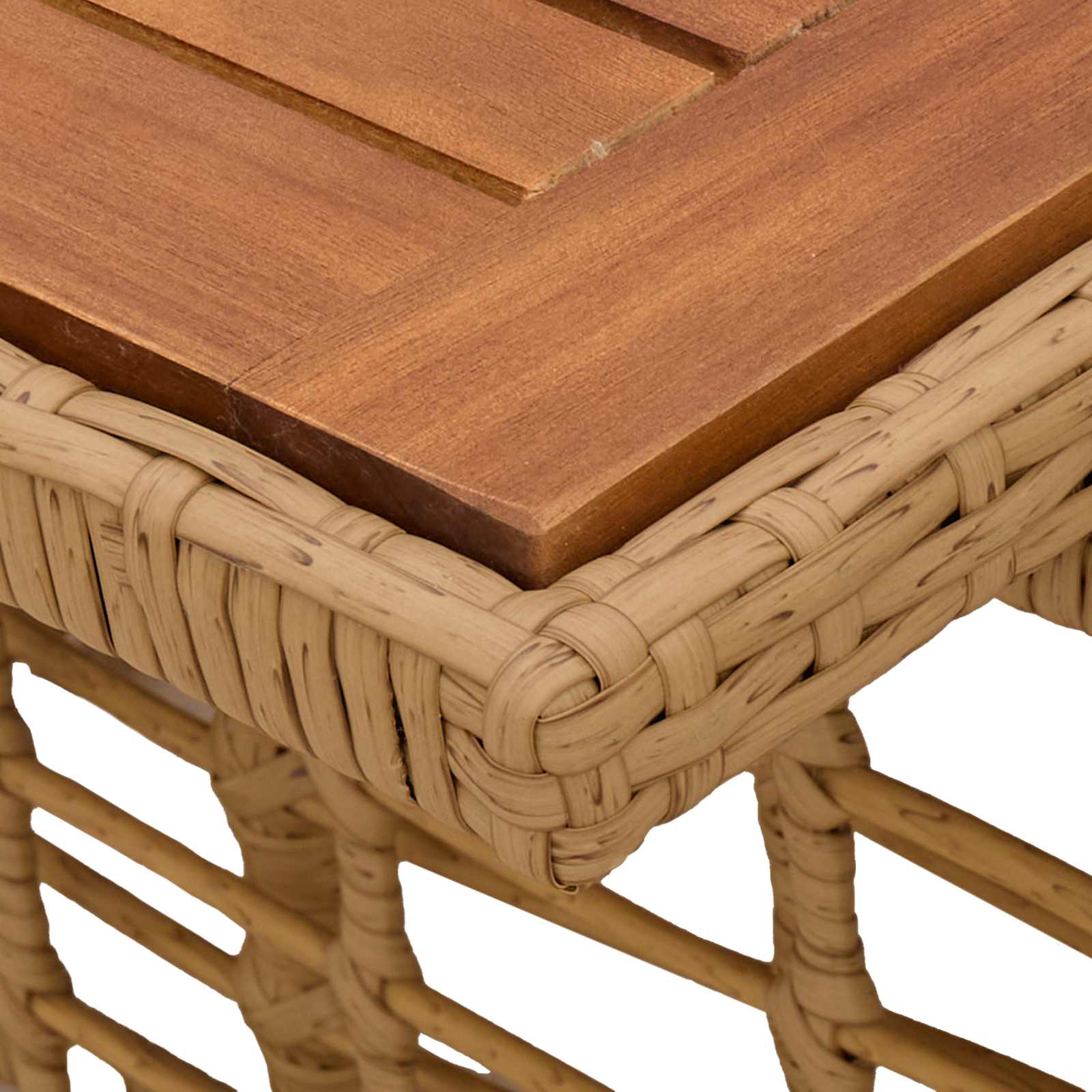 Gartentisch Natur 100 x 55 x 37 cm PE Rattan und Glas