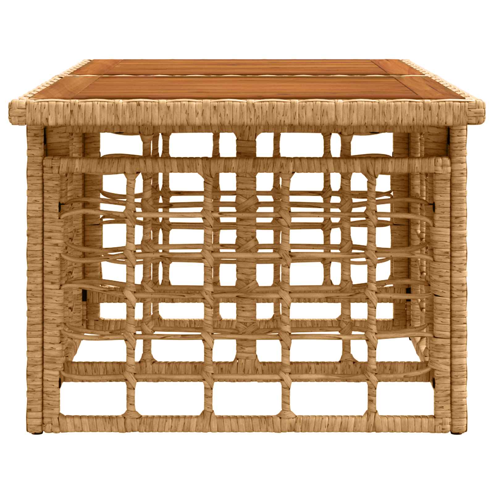 Gartentisch Natur 100 x 55 x 37 cm PE Rattan und Glas