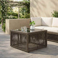 Gartentisch Grau und Schwarz 55 x 55 x 37 cm PE Rattan und Glas