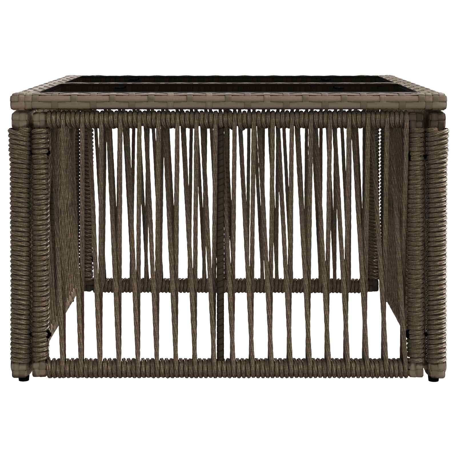 Gartentisch Grau und Schwarz 55 x 55 x 37 cm PE Rattan und Glas